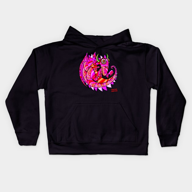 Fallen Angel Pink Dragon Kids Hoodie by doubletony